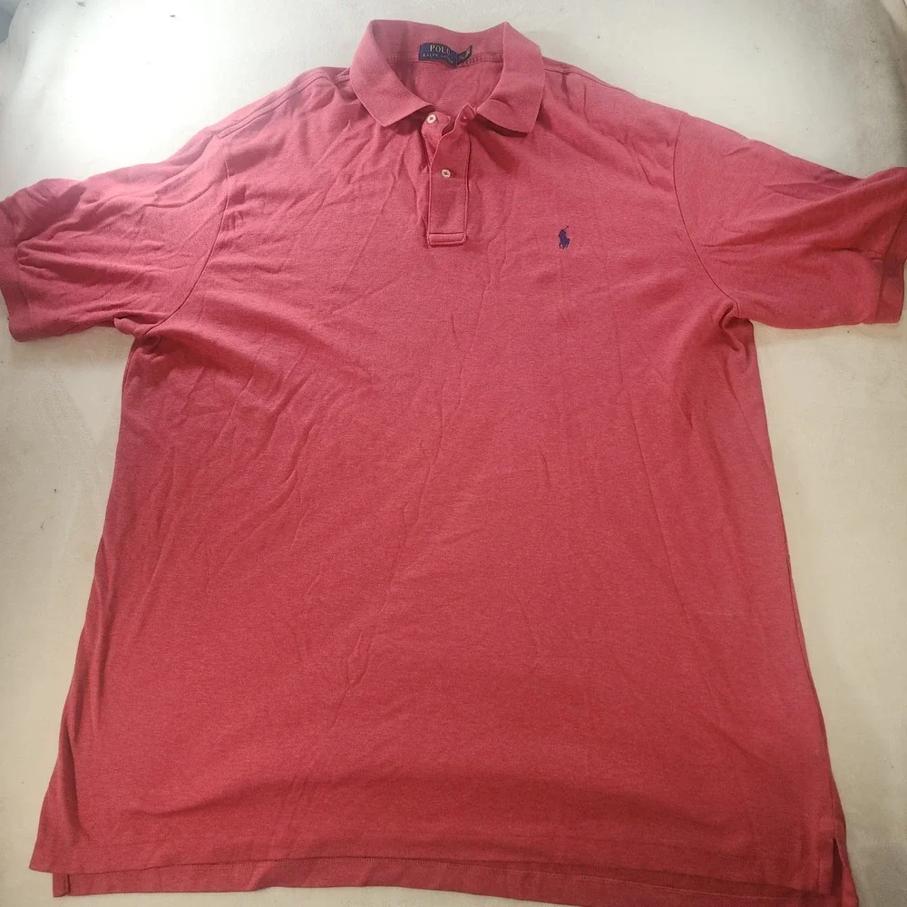 Polo Ralph Lauren Mens 2XLT Big & Tall Red Heather Short Sleeve Polo Shirt 877